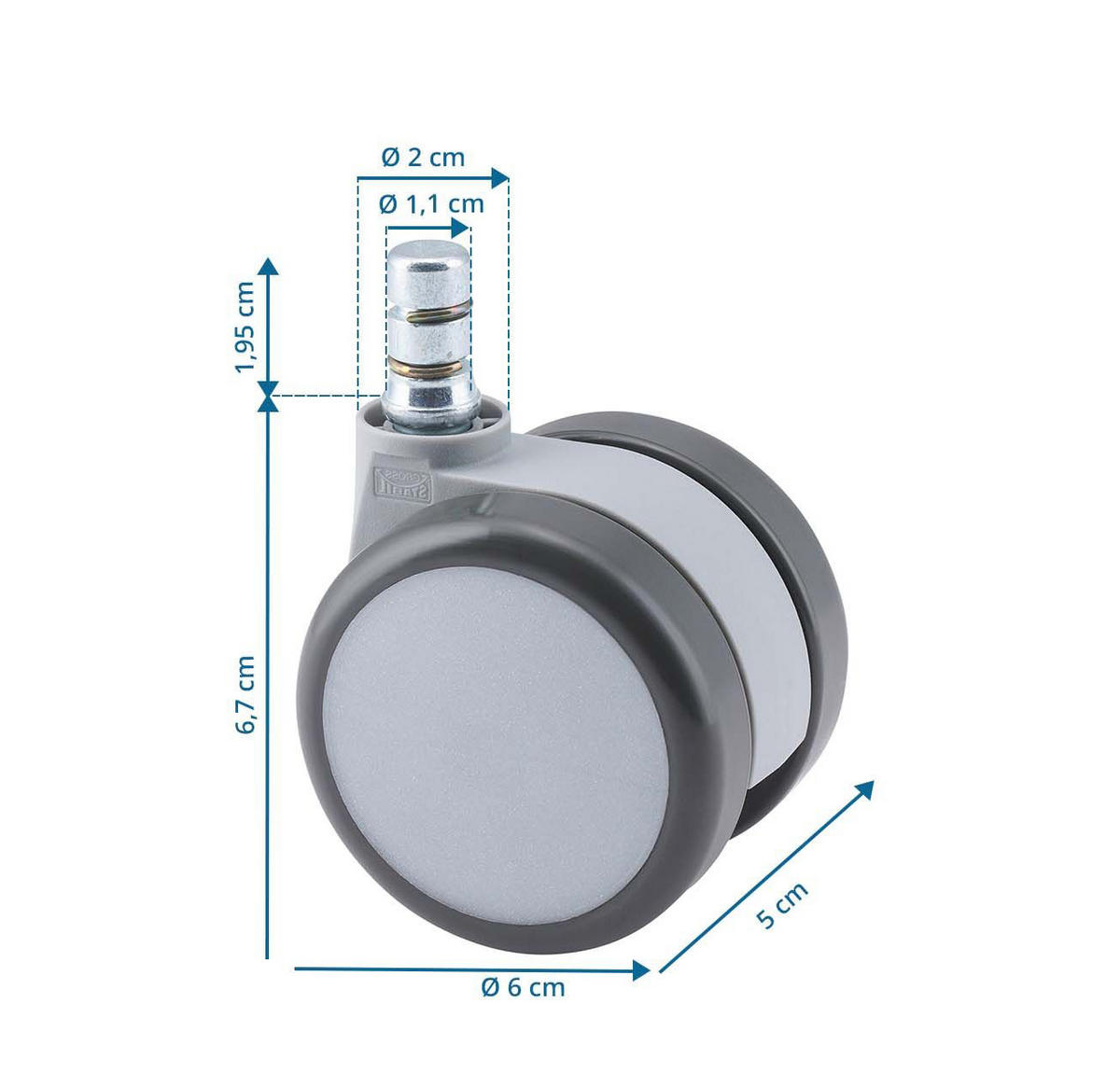 HJUL TILL SNURRSTOL 5 delar  - vit/grå, Basics, metall/plast (5/8,7/6cm) - MID.YOU