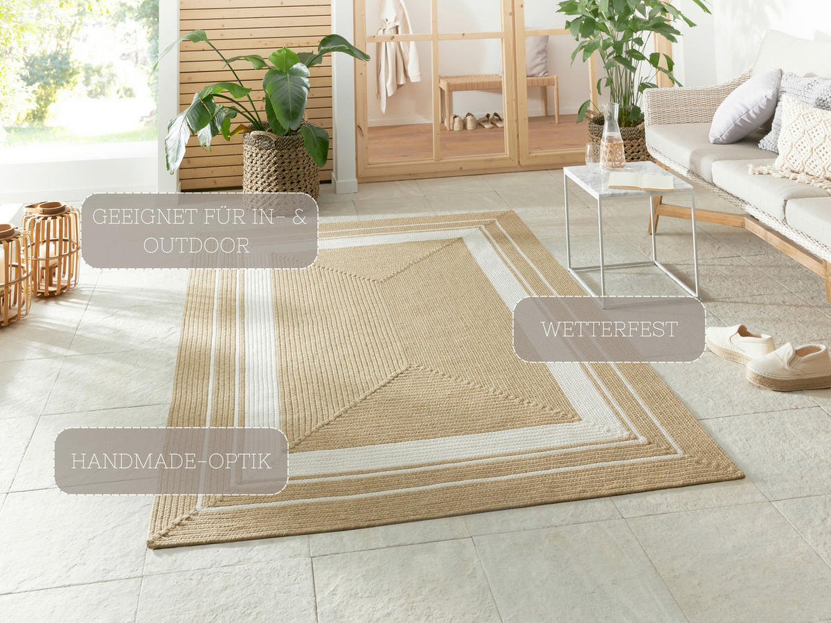 OUTDOORTEPPICH 120/170 cm Braided Creme, Beige  - Beige/Creme, Design, Kunststoff (120/170cm)