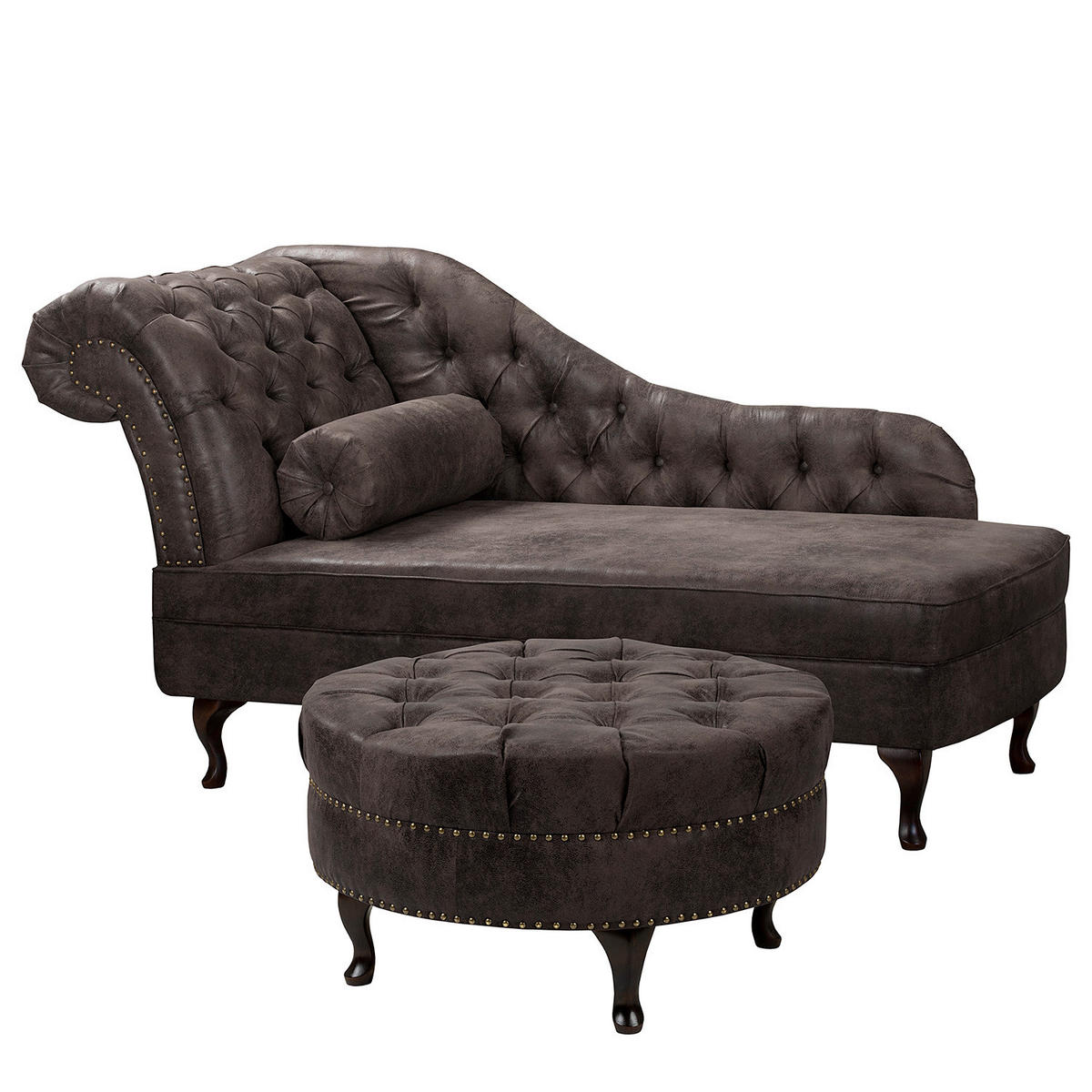 HOCKER Pako Lederlook Schwarz  - Schwarz/Braun, Design, Holz/Textil (80/45/80cm) - Livetastic