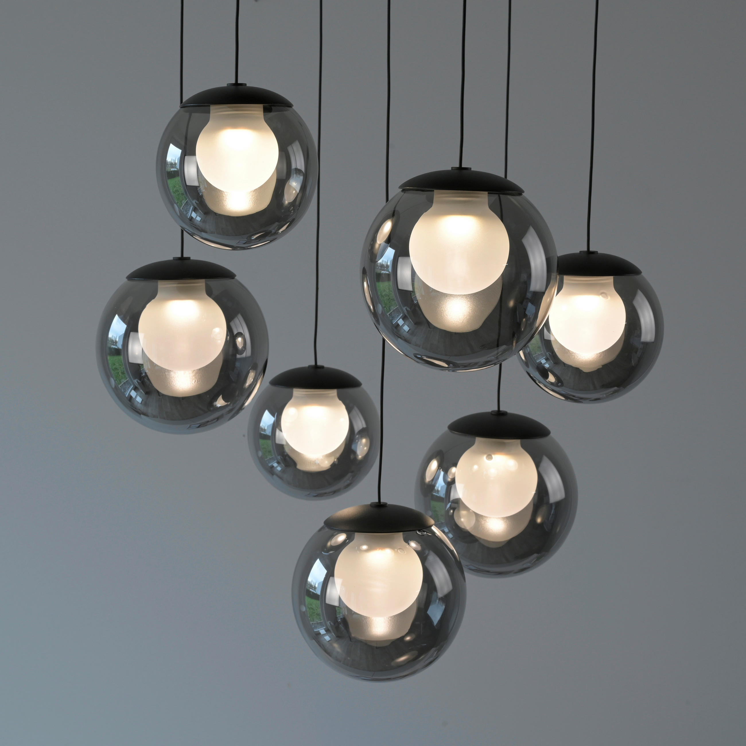 LED-PENDELLEUCHTE 40/40/180 cm   - Grau, Design, Glas/Kunststoff (40/40/180cm) - Neuhaus PURE
