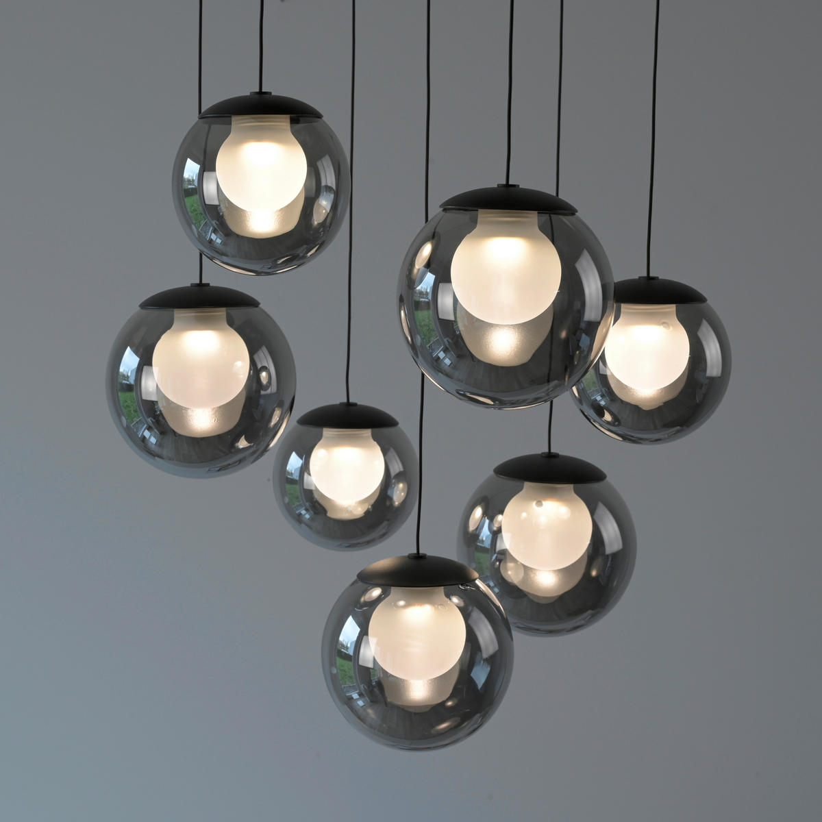 LED-PENDELLEUCHTE 40/40/180 cm   - Grau, Design, Glas/Kunststoff (40/40/180cm) - Neuhaus PURE