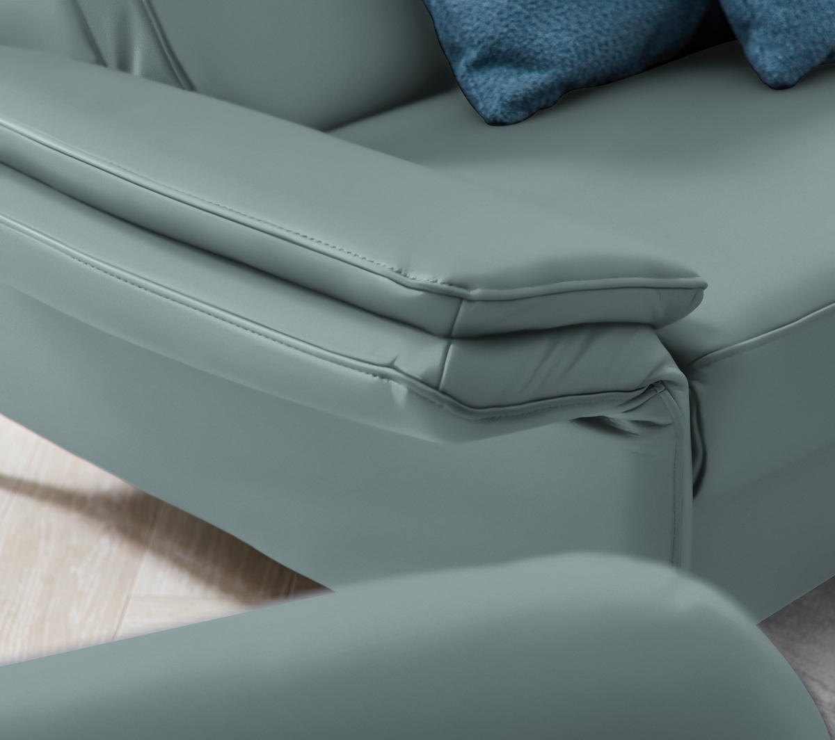 2,5-SITZER in Echtleder Blau  - Blau/Schwarz, Design, Leder/Metall (164/84/99cm) - Dieter Knoll