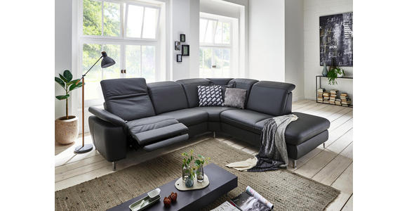 WOHNLANDSCHAFT in Leder Anthrazit - Chromfarben/Anthrazit, KONVENTIONELL, Leder/Metall (289/242cm) - Cantus