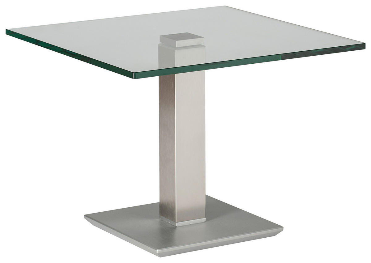 BEISTELLTISCH Metall, Glas 60/60/46-65 cm  - Edelstahlfarben/Nickelfarben, Design, Glas/Kunststoff (60/60/46-65cm)