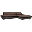 ECKSOFA in Mikrofaser Hellbraun  - Hellbraun/Schwarz, Design, Textil/Metall (341/204cm) - Xora