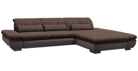 ECKSOFA in Mikrofaser Hellbraun  - Hellbraun/Schwarz, Design, Textil/Metall (341/204cm) - Xora