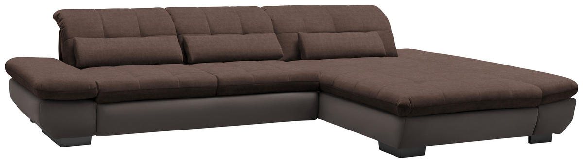 ECKSOFA in Mikrofaser Hellbraun  - Hellbraun/Schwarz, Design, Textil/Metall (341/204cm) - Xora