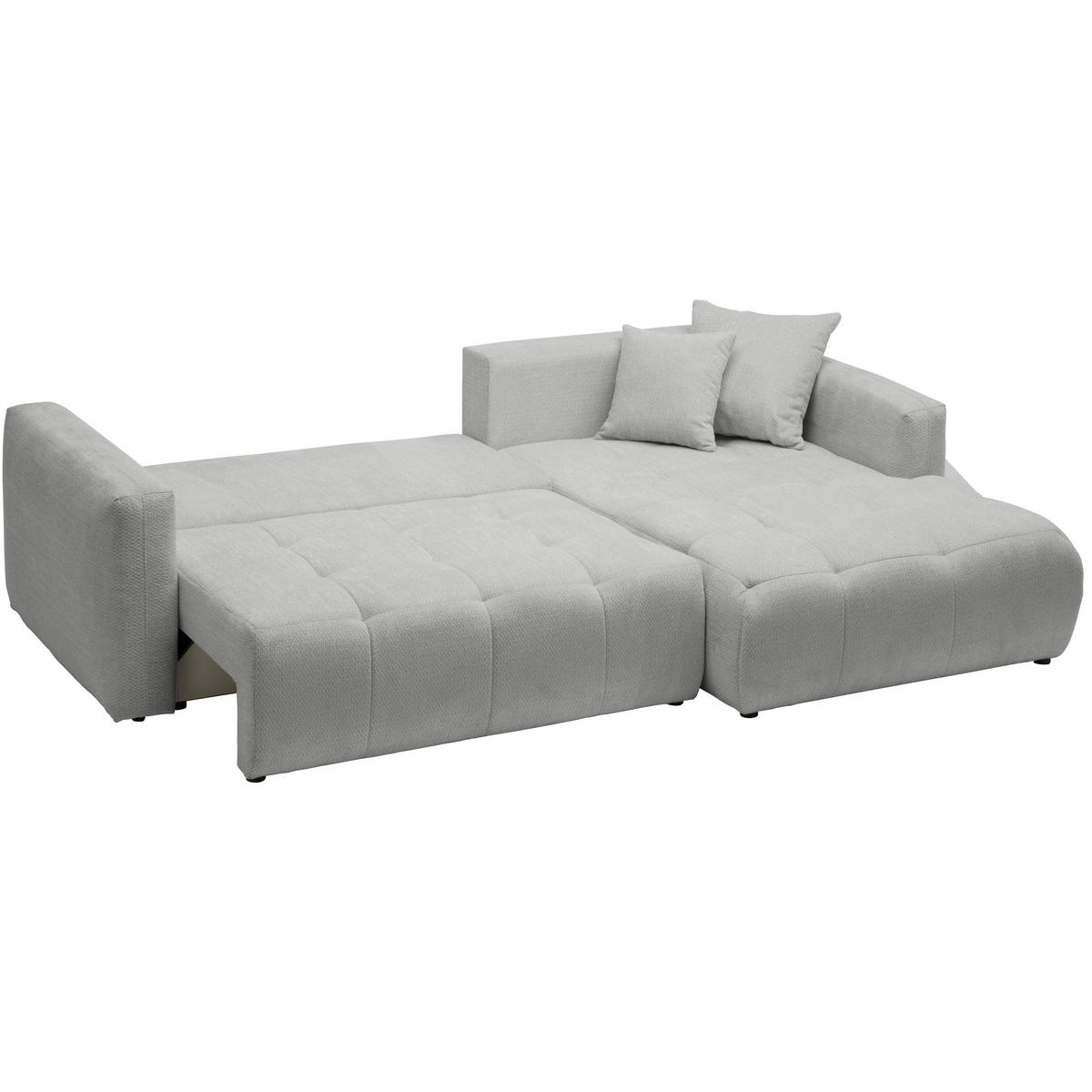 ECKSOFA in Chenille Grau  - Schwarz/Grau, Modern, Kunststoff/Textil (276/172cm) - Hom`in