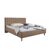 POLSTERBETT 100/200 cm,  in Hellbraun,  - Hellbraun/Alufarben, MODERN, Textil/Metall (100/200cm) - Livetastic