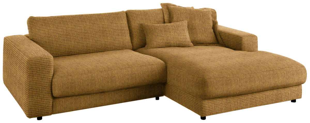 ECKSOFA in Chenille Hellgrün, Goldfarben  - Goldfarben/Schwarz, Design, Kunststoff/Textil (270/190cm) - Lomoco