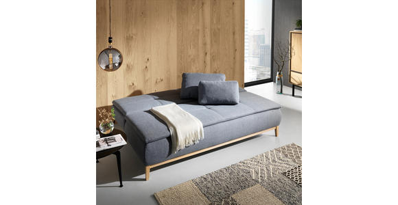 BOXSPRINGSOFA in Webstoff Türkis - Türkis/Eichefarben, Design, Holz/Textil (202/78/93/100cm) - Venda