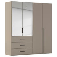 DREHTÜRENSCHRANK 201/223/60 cm,  in Fango, 4-türig  - Fango/Graphitfarben, Design, Glas/Holzwerkstoff (201/223/60cm) - home24
