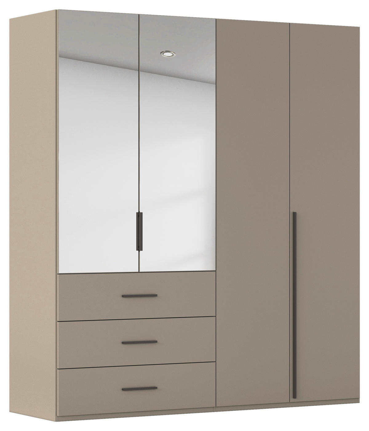 DREHTÜRENSCHRANK 201/223/60 cm,  in Fango, 4-türig  - Fango/Graphitfarben, Design, Glas/Holzwerkstoff (201/223/60cm) - home24