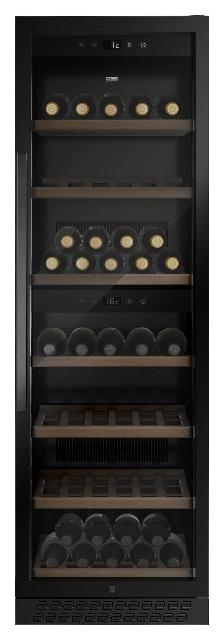 WEINKÜHLSCHRANK WineChef Pro 180 black  - Schwarz, Basics, Glas/Metall (59,5/186,0/69,0cm) - CASO Design