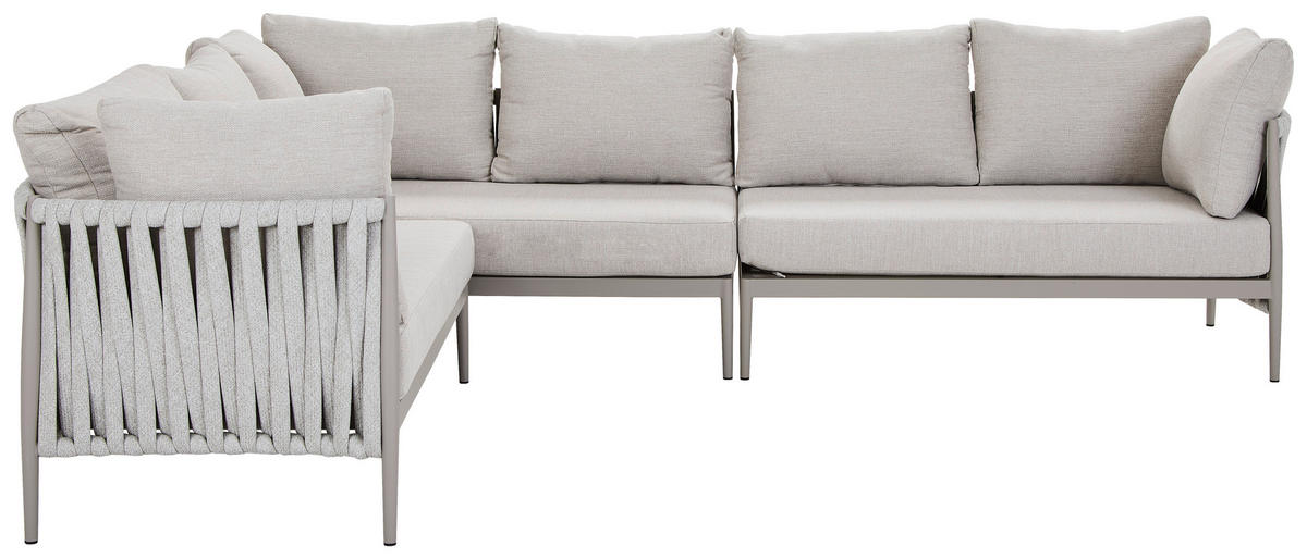 LOUNGEGARNITUR 229/296 cm Aluminium  - Beige/Hellgrau, Design, Textil/Metall (229/296cm) - Amatio