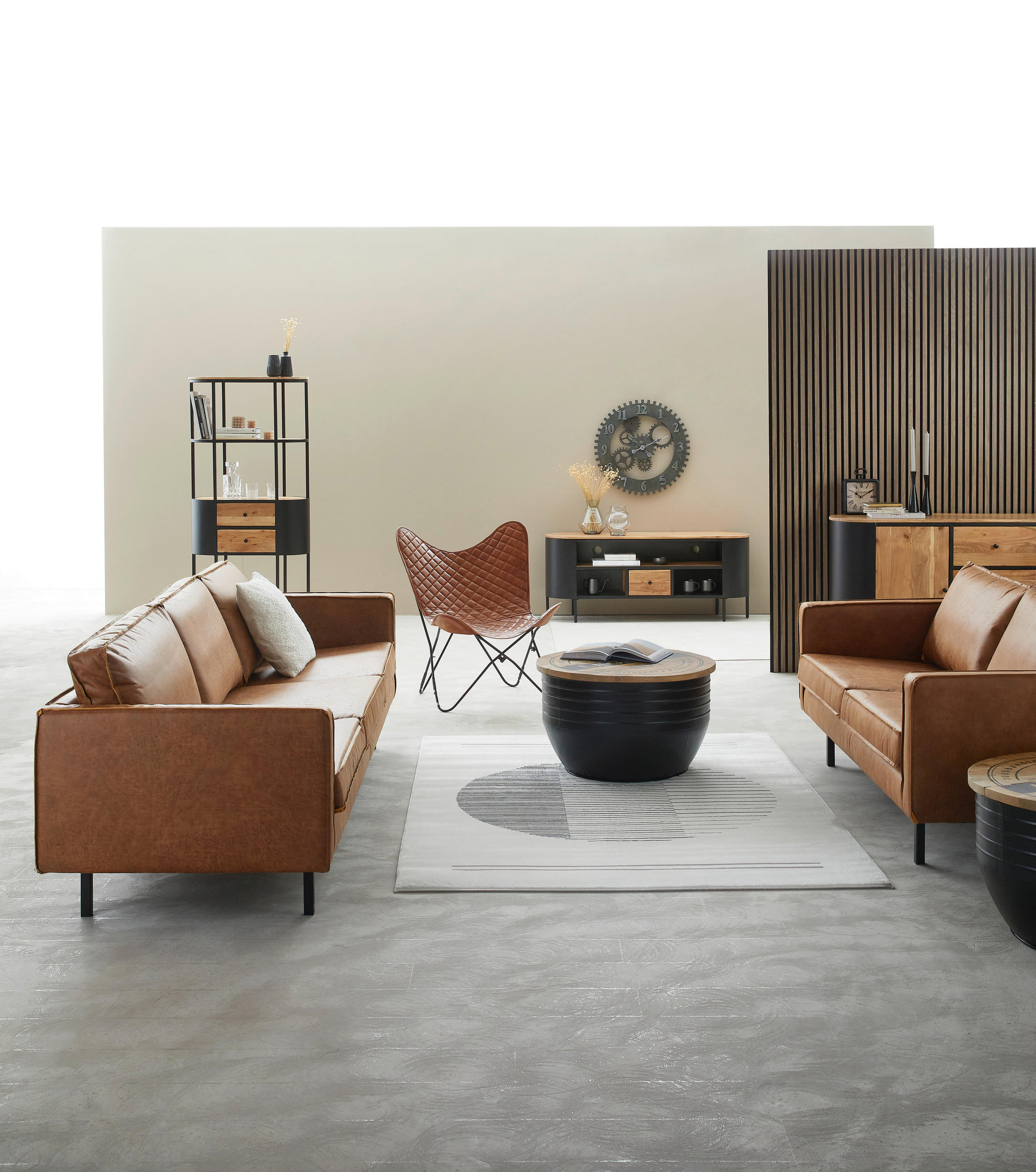 COUCHTISCH in Holz, Metall 75/75/45 cm  - Schwarz/Naturfarben, Trend, Holz/Metall (75/75/45cm) - Landscape