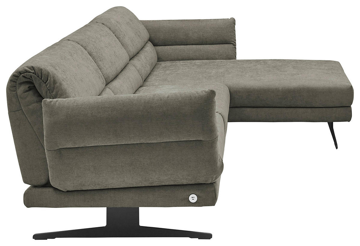 ECKSOFA in Flachgewebe Grün  - Schwarz/Grün, Design, Textil/Metall (279-327/176-217cm) - Dieter Knoll