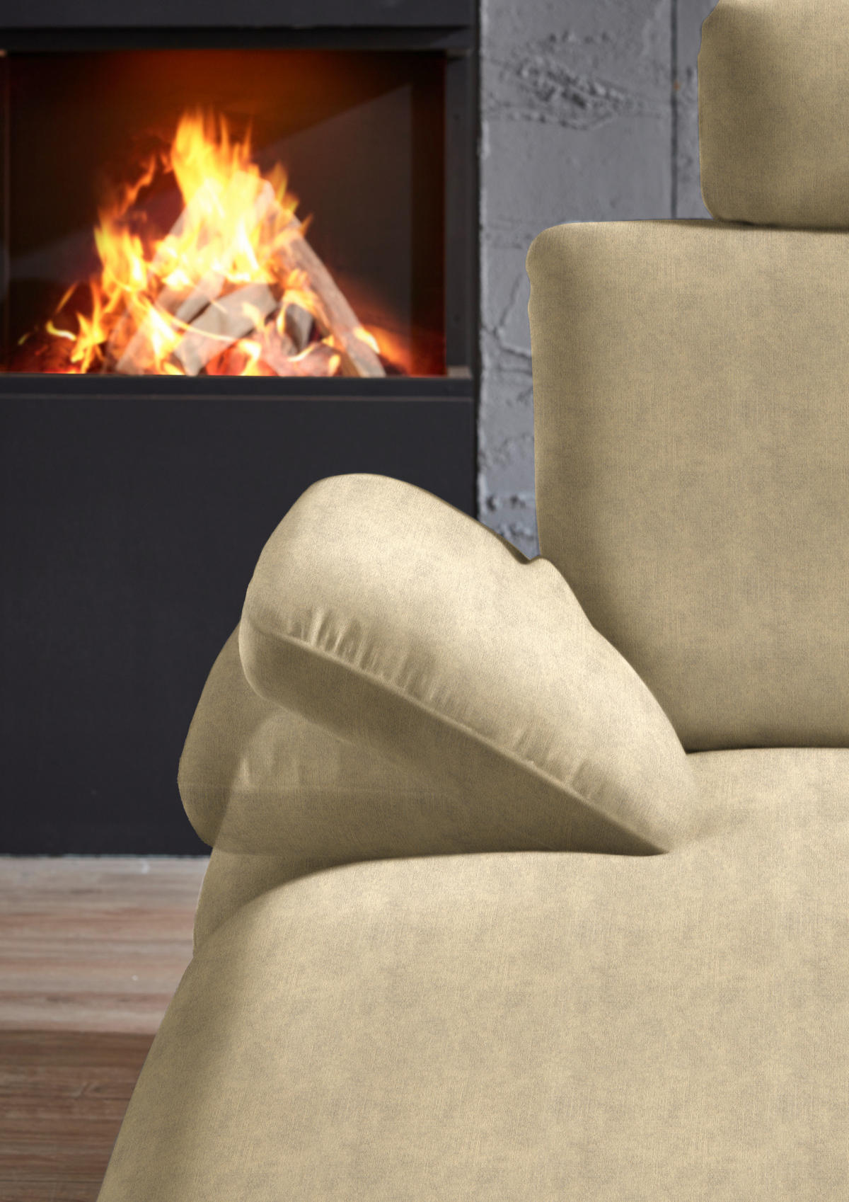 WOHNLANDSCHAFT in Velours Cappuccino  - Schwarz/Cappuccino, Design, Textil/Metall (180/344/208cm) - Dieter Knoll