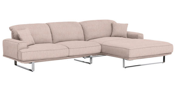 ECKSOFA in Webstoff Rosa  - Rosa, Design, Textil/Metall (304/184cm) - Dieter Knoll