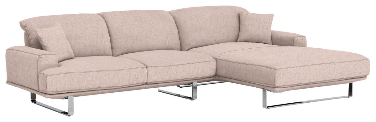 ECKSOFA in Webstoff Rosa  - Rosa, Design, Textil/Metall (304/184cm) - Dieter Knoll