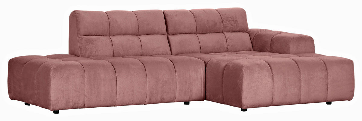 HÖRNSOFFA i plysch rosa  - svart/rosa, Klassisk, textil/plast (282/155cm) - MID.YOU