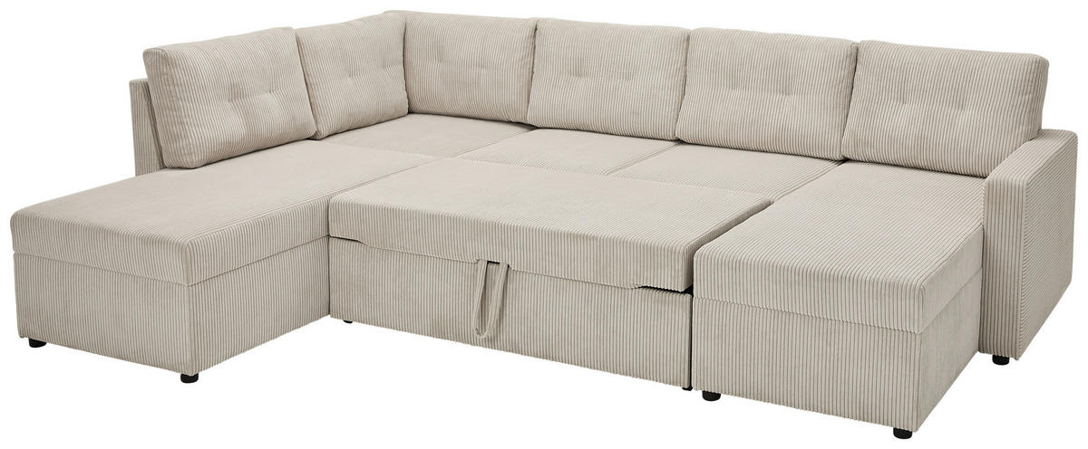 WOHNLANDSCHAFT in Cord Naturfarben  - Schwarz/Naturfarben, KONVENTIONELL, Kunststoff/Textil (155/293/126cm) - Ti'me