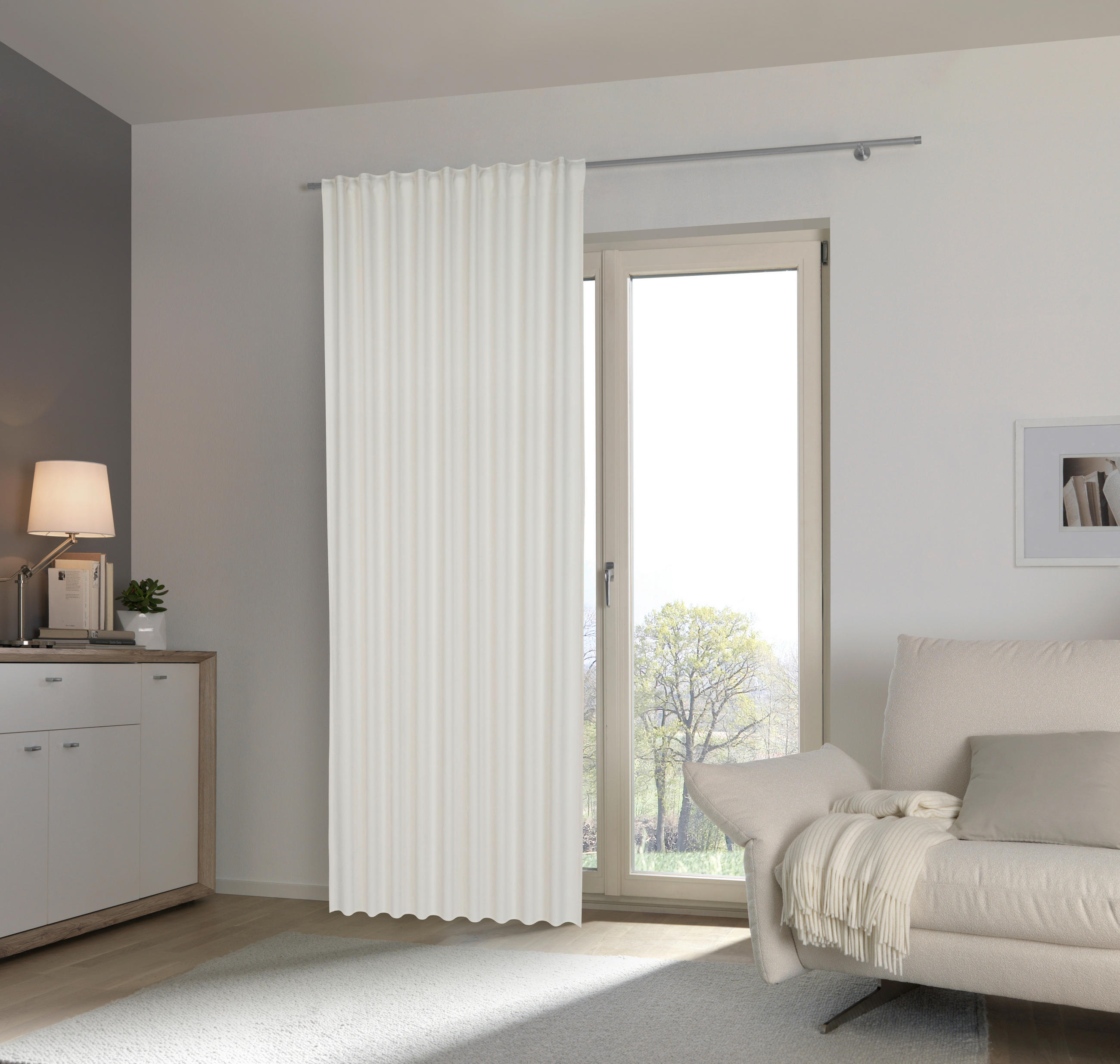 GARDINLÄNGD ej transparent  - vit, Klassisk, textil (140/245cm) - Esposa