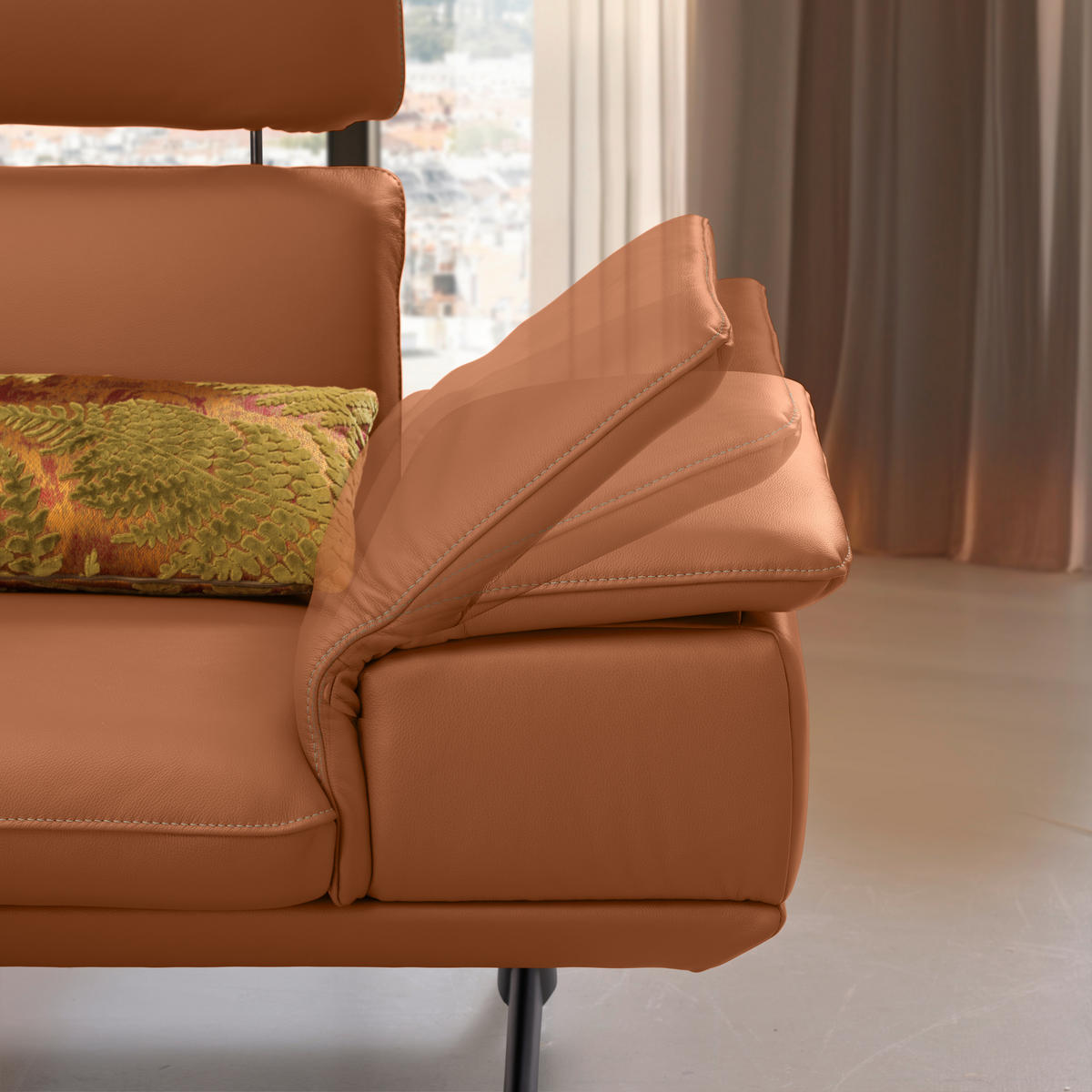 ECKSOFA in Echtleder Cognac  152/239 cm  - Cognac/Beige, Design, Leder/Metall (152/239cm) - Koinor