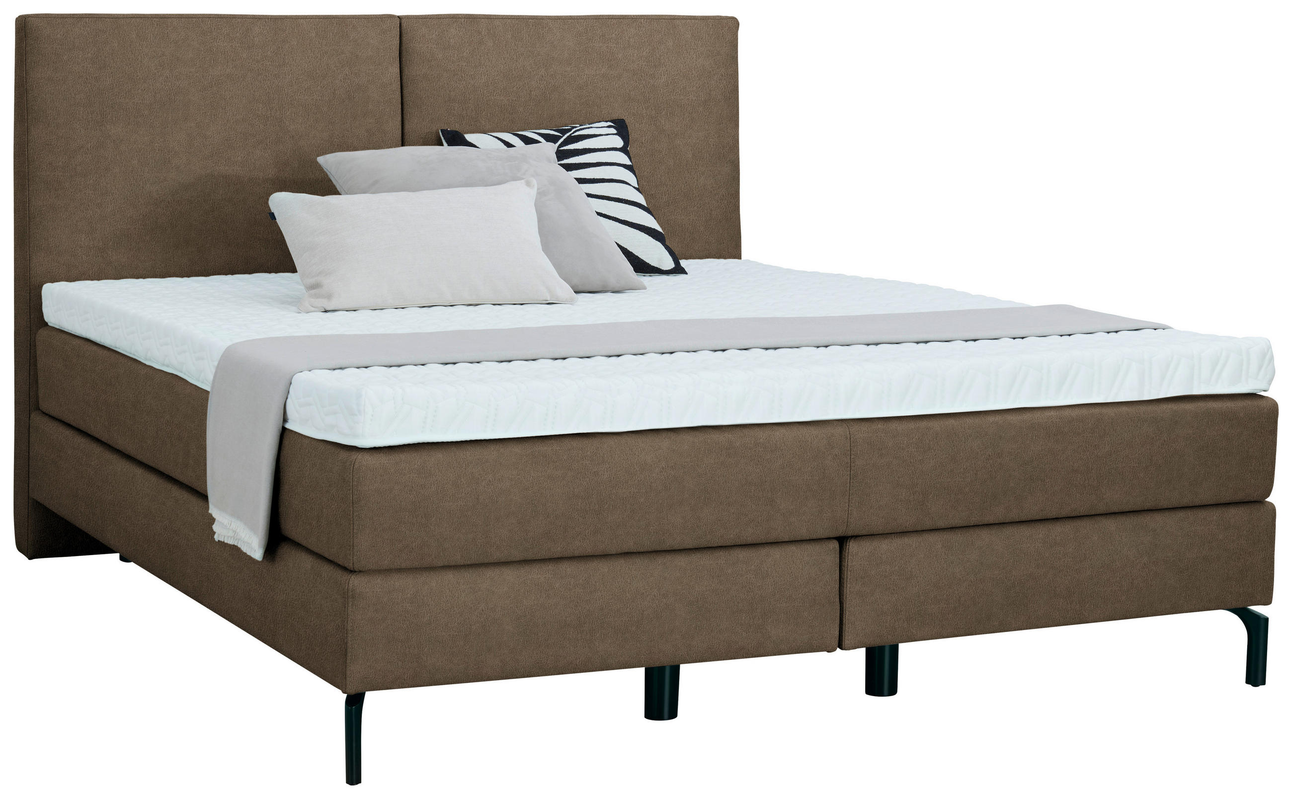 BOXSPRINGBETT 160/200 cm  in Braun  - Schwarz/Braun, KONVENTIONELL, Textil/Metall (160/200cm) - Dieter Knoll