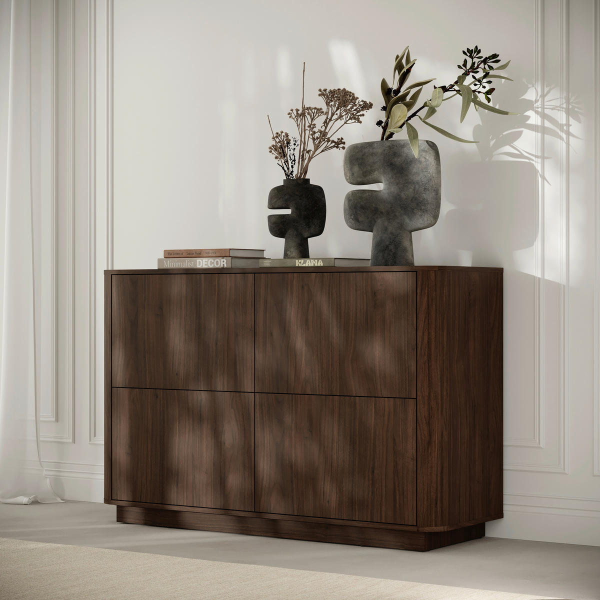 KOMMODE Sand Minimal, 124,4/89,5/40 cm,  - Walnussfarben, Design, Holzwerkstoff (124,4/89,5/40cm) - MID.YOU