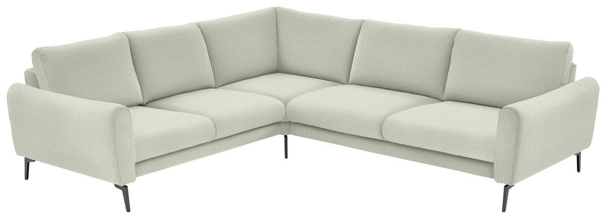 ECKSOFA in Velours, Feincord Creme  - Creme/Schwarz, Design, Textil/Metall (254/280cm) - Beldomo Style