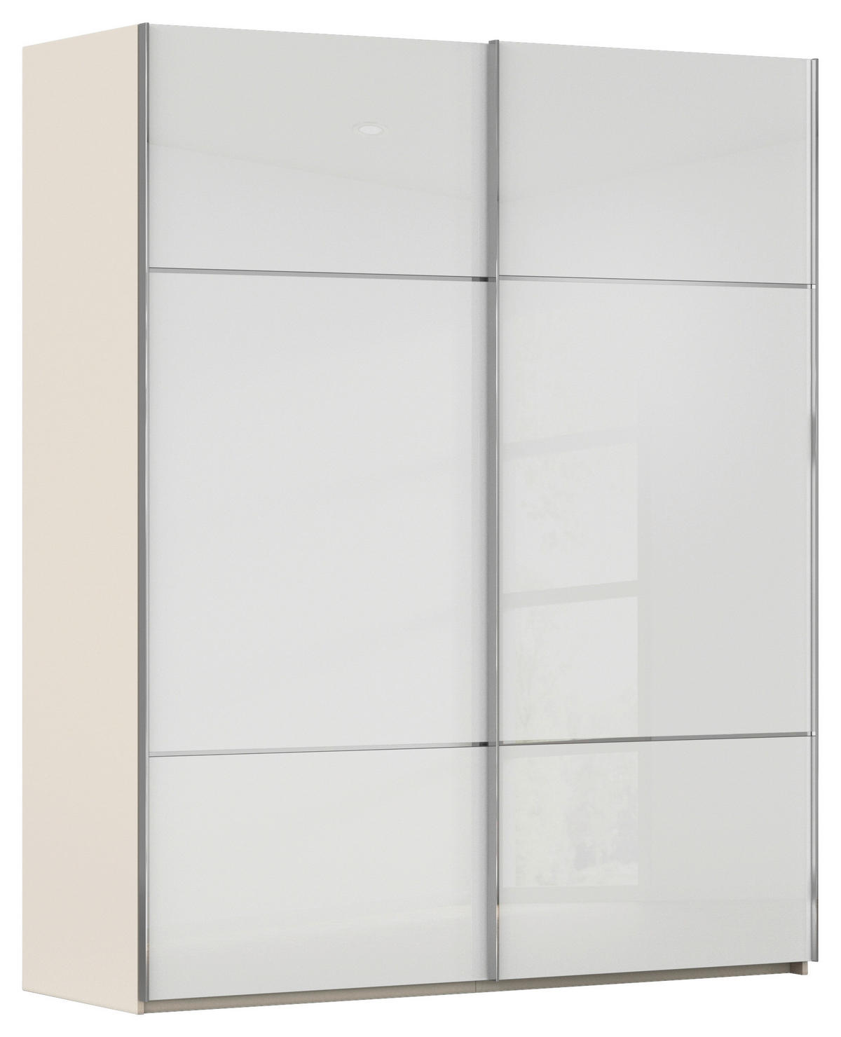 SCHWEBETÜRENSCHRANK 201/223/67 cm 2-türig Weiß, Champagner  - Chromfarben/Champagner, KONVENTIONELL, Glas/Holzwerkstoff (201/223/67cm) - Novel