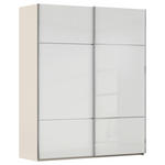 SCHWEBETÜRENSCHRANK  in Weiß, Champagner  - Chromfarben/Champagner, KONVENTIONELL, Glas/Holzwerkstoff (201/223/67cm) - Novel