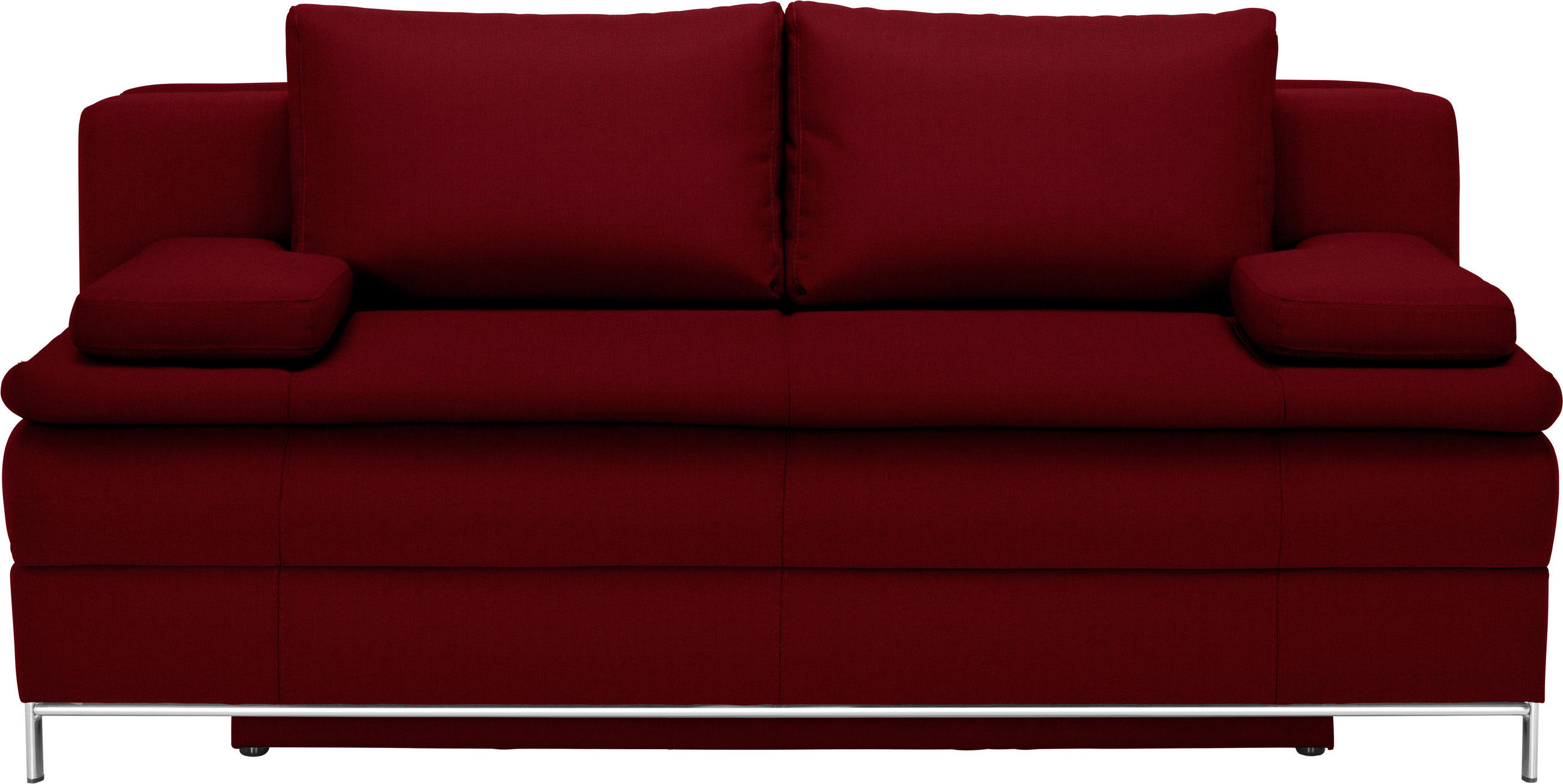 BOXSPRINGSOFA in Dunkelrot  - Chromfarben/Dunkelrot, Design, Textil/Metall (200/93/107cm) - Novel