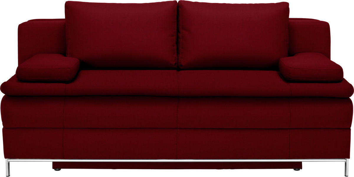 BOXSPRINGSOFA in Dunkelrot  - Chromfarben/Dunkelrot, Design, Textil/Metall (200/93/107cm) - Novel