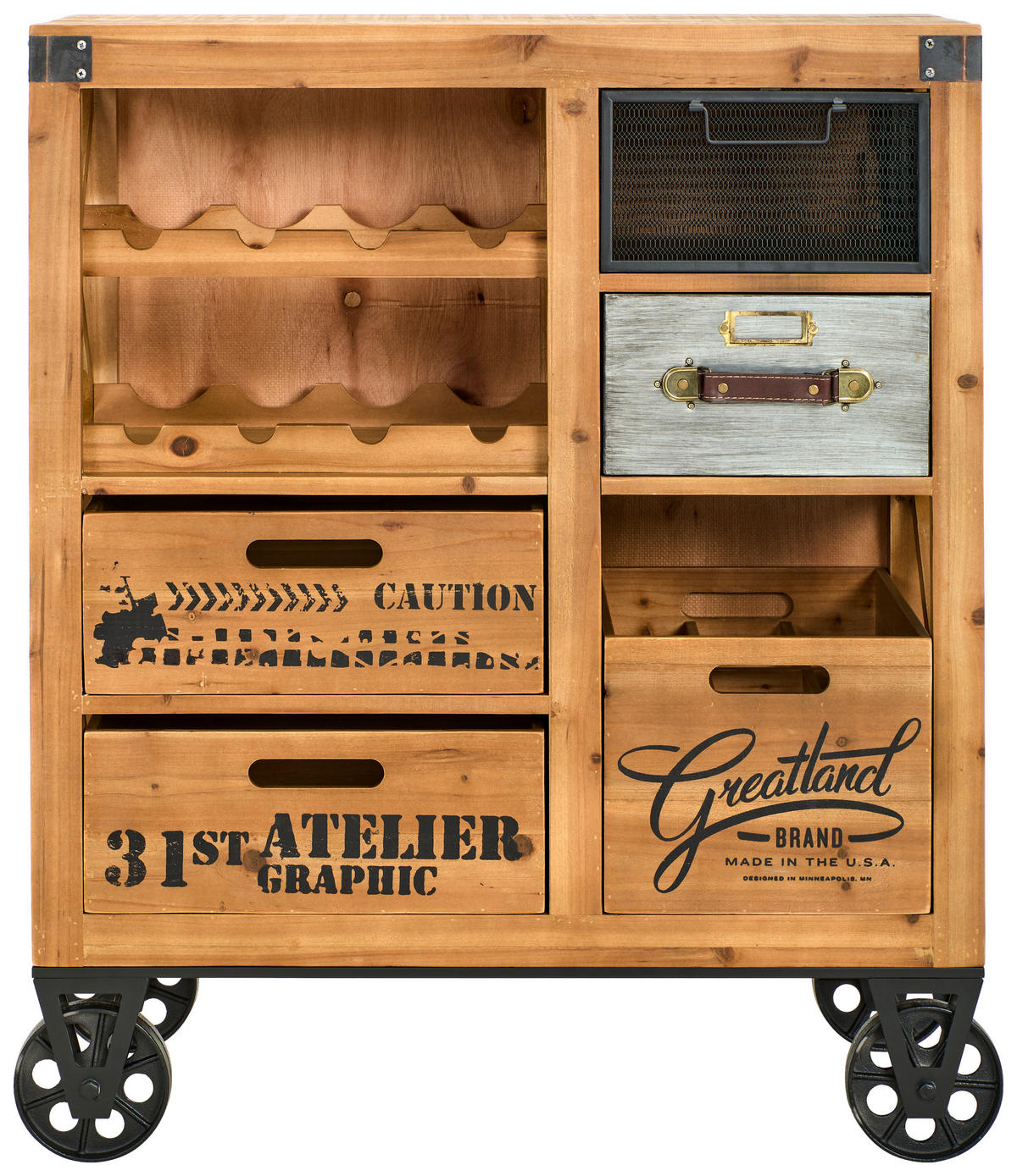 BARWAGEN Tanne massiv Grau, Naturfarben, Schwarz  - Schwarz/Naturfarben, LIFESTYLE, Holz/Metall (82,5/32,5/98cm) - Landscape