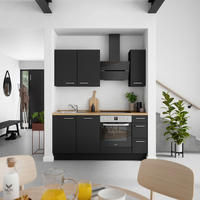 KÜCHENLEERBLOCK Touch 180 cm  in Schwarz, Eichefarben  - Edelstahlfarben/Eichefarben, MODERN, Holzwerkstoff/Metall (180cm) - Nobilia