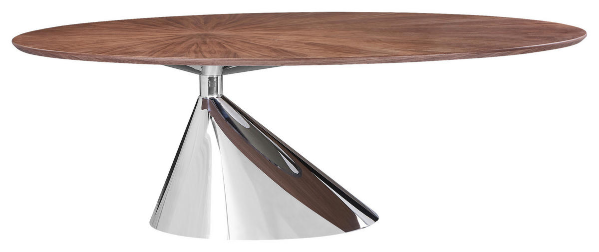 ESSTISCH 220/115/75 cm teilmassiv  Holz, Metall oval Walnussfarben  - Edelstahlfarben/Walnussfarben, Design, Holz/Metall (220/115/75cm) - Novel