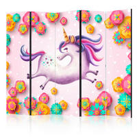 PARAVENT mit 5  Flügel - Pink/Violett, Basics, Holz/Textil (225/172/3cm) - artgeist