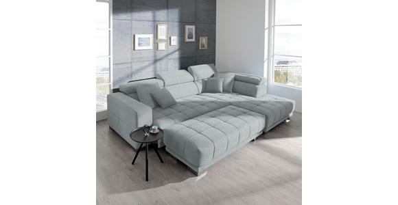 ECKSOFA in Mikrofaser Platinfarben  - Platinfarben/Chromfarben, Design, Textil/Metall (301/207cm) - Xora