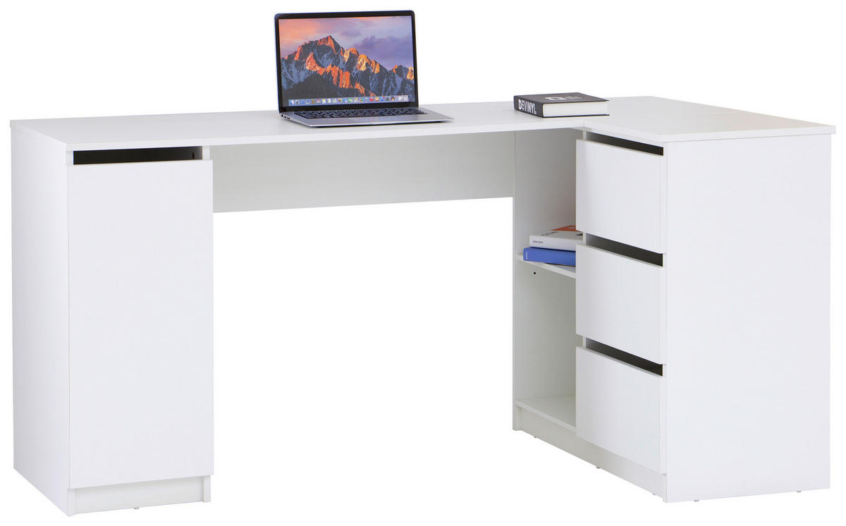 ECKSCHREIBTISCH  in Weiss  - Weiss, Modern, Holzwerkstoff (154/77/84.5cm) - MID.YOU