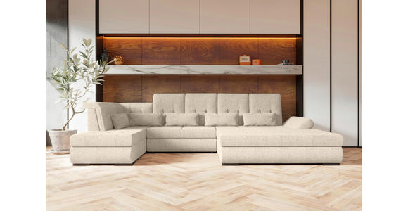 WOHNLANDSCHAFT  in Struktur Perlmutt  - Perlmutt/Schwarz, KONVENTIONELL, Kunststoff/Textil (222/358/212cm) - Carryhome