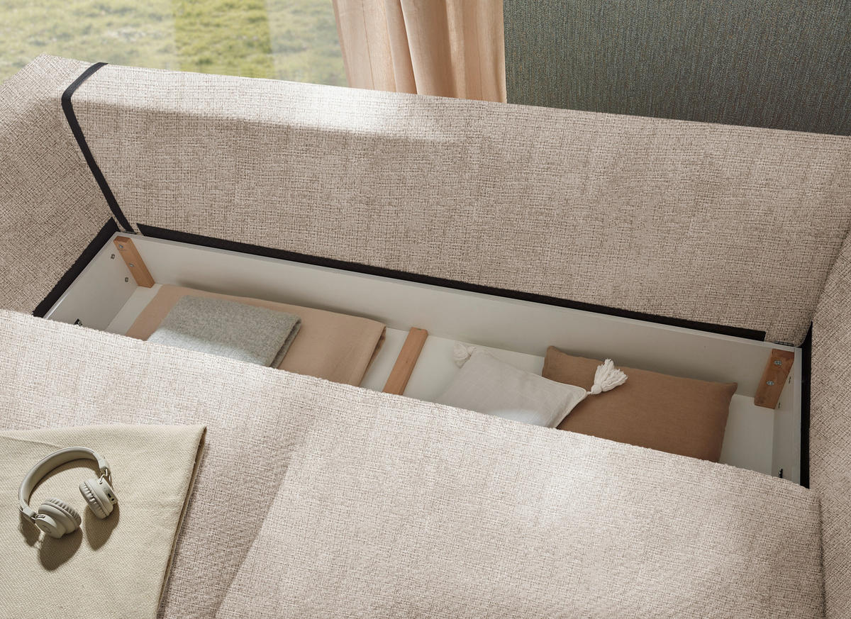 SCHLAFSOFA in Mikrovelours Taupe  - Taupe/Schwarz, KONVENTIONELL, Kunststoff/Textil (237/94/117cm) - MID.YOU