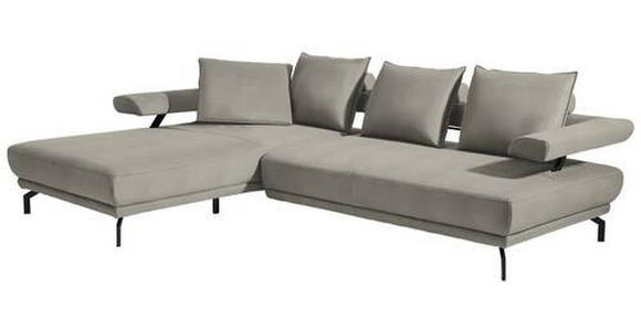 ECKSOFA in Mikrofaser Silberfarben  - Silberfarben/Schwarz, Design, Textil/Metall (224/305cm) - Dieter Knoll