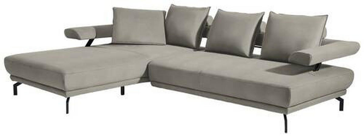 ECKSOFA in Mikrofaser Silberfarben  - Silberfarben/Schwarz, Design, Textil/Metall (224/305cm) - Dieter Knoll