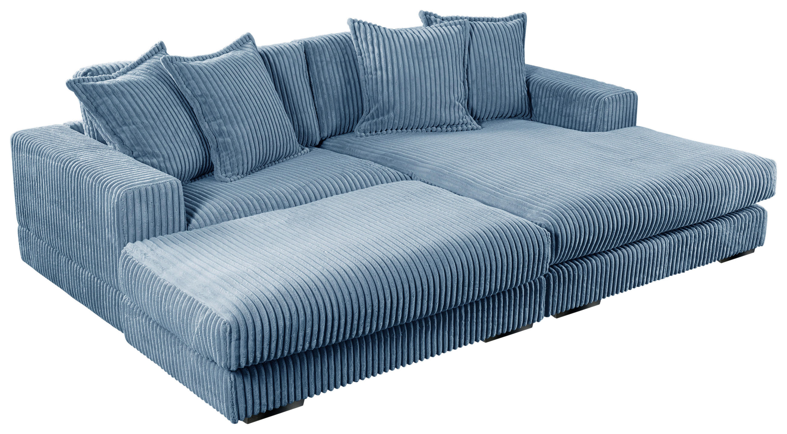 ECKSOFA FUNNY Hellblau Cord  - Schwarz/Hellblau, Basics, Kunststoff/Textil (285/195cm) - Livetastic