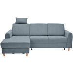 ECKSOFA  in Flachgewebe Blau  - Blau/Buchefarben, KONVENTIONELL, Holz/Textil (166/241cm) - Carryhome