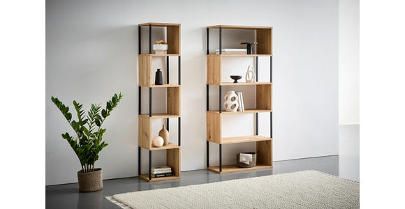 REGAL  35/161/30 cm Schwarz, Eiche Artisan  - Schwarz/Eiche Artisan, Basics, Holzwerkstoff/Metall (35/161/30cm) - Xora