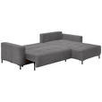 ECKSOFA Hellgrau Webstoff Rückenkissen, Bettkasten, Schlaffunktion, Rücken echt, Liegefläche im Originalstoff  - Hellgrau/Schwarz, KONVENTIONELL, Textil/Metall (292/192cm) - Carryhome