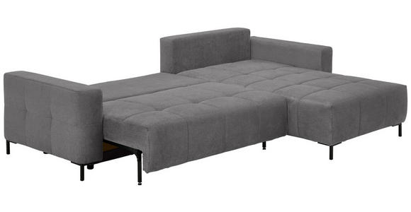 ECKSOFA Hellgrau Webstoff Rückenkissen, Bettkasten, Schlaffunktion, Rücken echt, Liegefläche im Originalstoff  - Hellgrau/Schwarz, KONVENTIONELL, Textil/Metall (292/192cm) - Carryhome